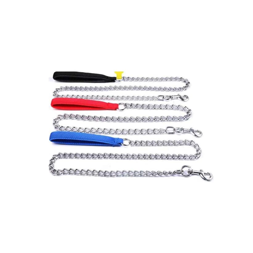 Cans 4.5 mm Ultra Kalın Zincir Köpek Gezdirme Tasması - 120 cm Dokuma Saplı Kayış