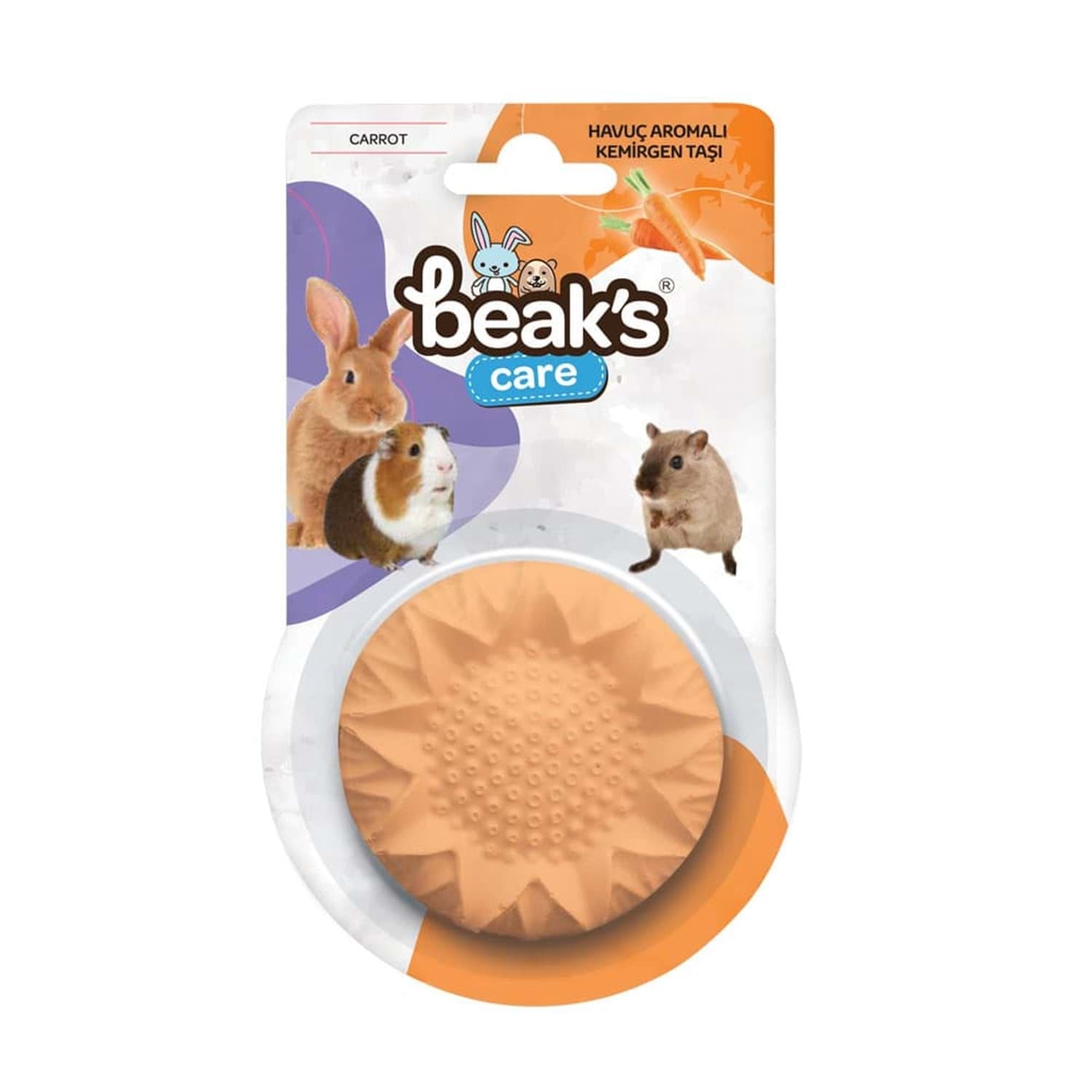 Beaks Havuç Aromalı Kemirgen Taşı ve Diş Bileyici - Mineral Destekli
