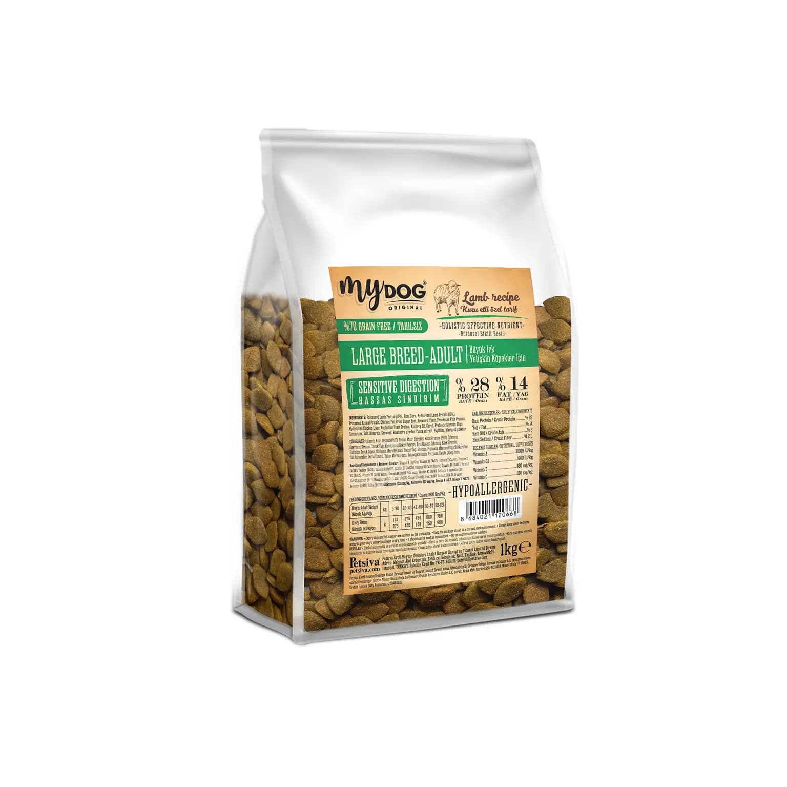 Mydog Kuzu Etli Hipoalerjenik Büyük Irk Yetişkin Köpek Maması 1 kg