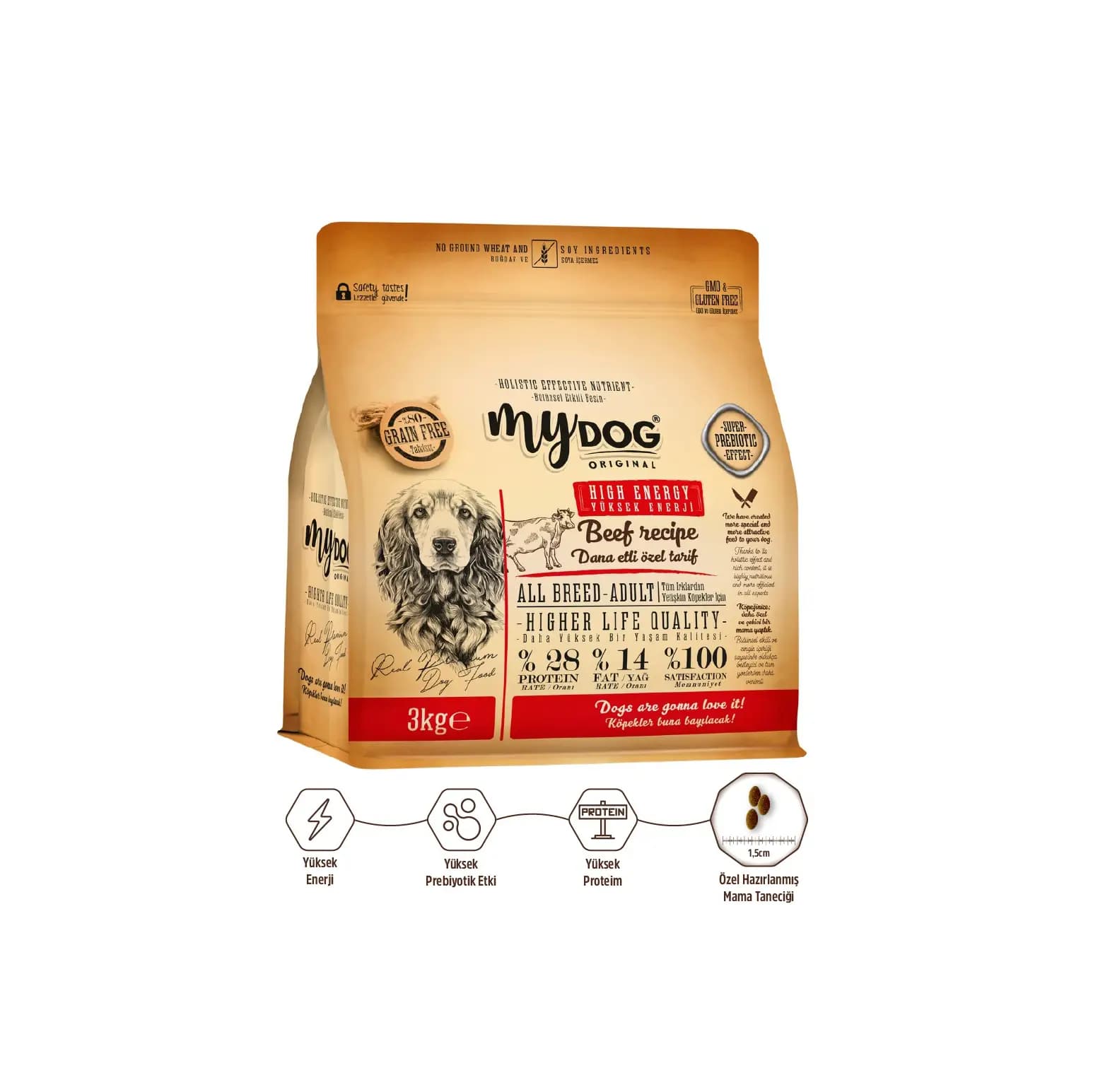 Mydog Dana Etli Yüksek Enerjili Tüm Irk Yetişkin Köpek Maması 3 kg