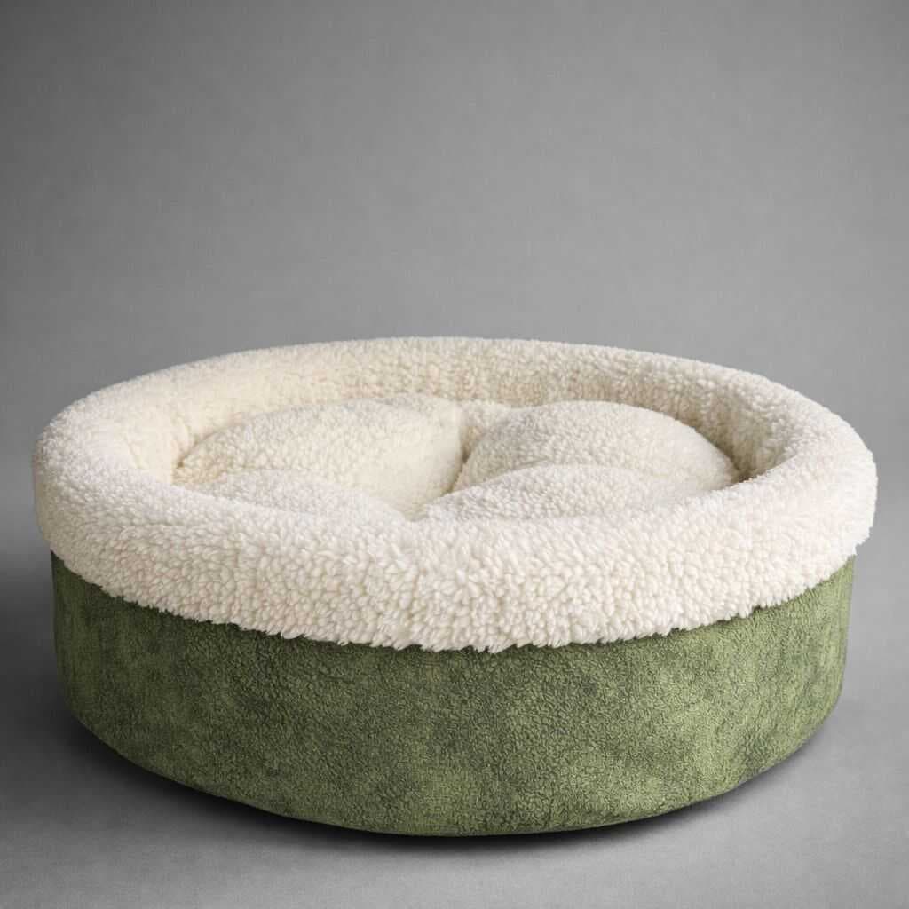 Petpretty Special Haki Peluş Simit Kedi ve Küçük Irk Köpek Yatağı 50x50x15 cm