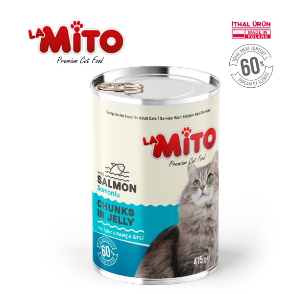 LaMito Jöleli Somonlu Parça Etli Yetişkin Kedi Yaş Maması 415 Gr