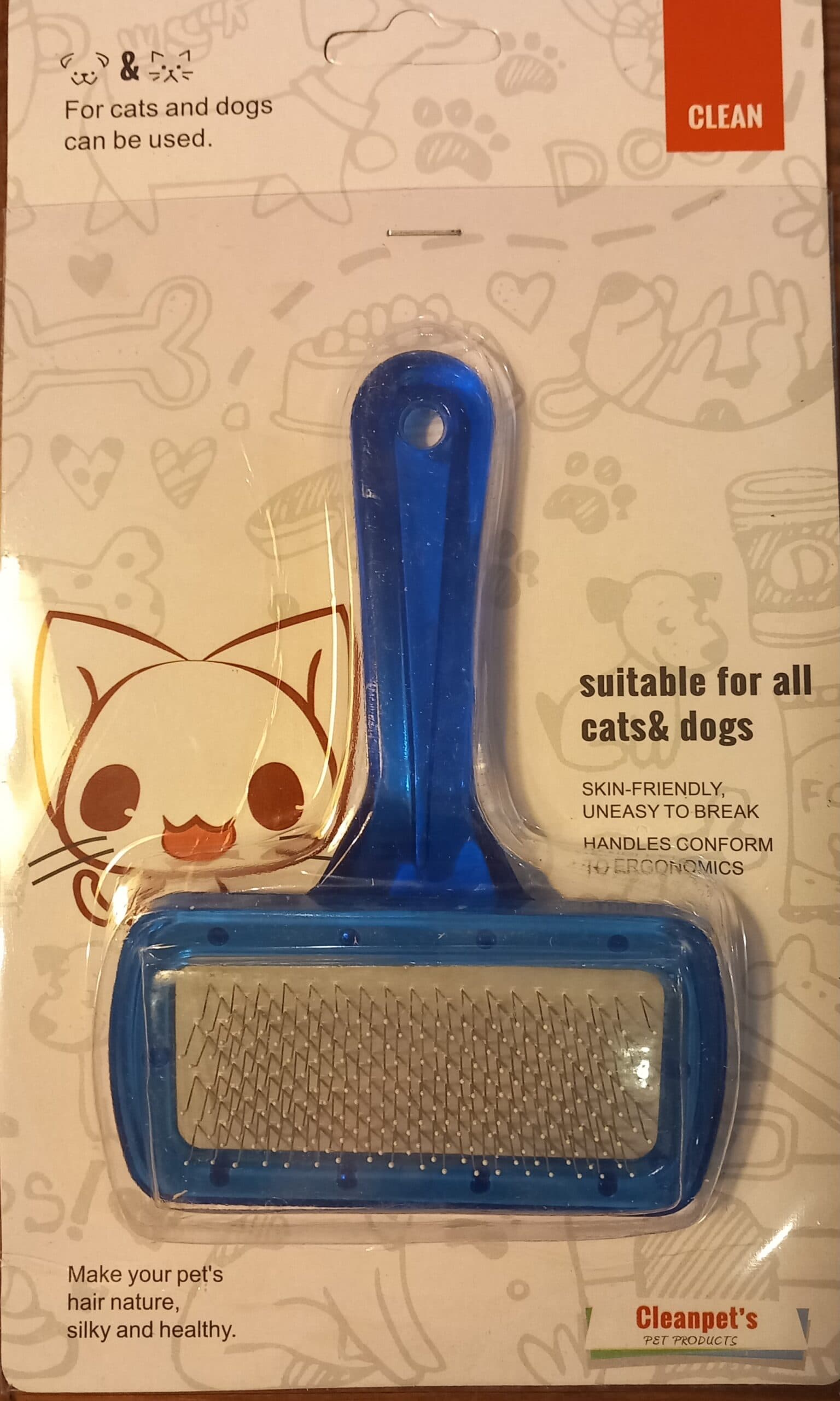 Şeffaf Telli Kedi ve Köpek Tüy Bakım Fırçası Ergonomik Tarak 9.5x14 cm