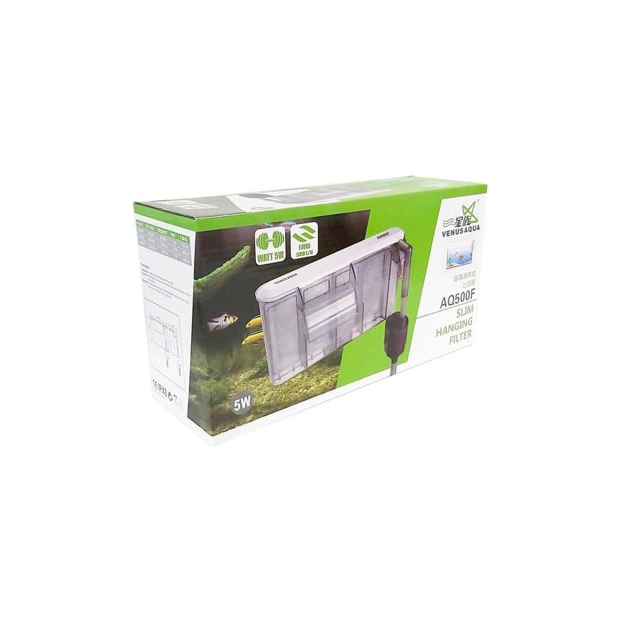 Venusaqua AQ500F Slim Şelale Akvaryum Filtresi 5W 500 L/H Askı Filtre