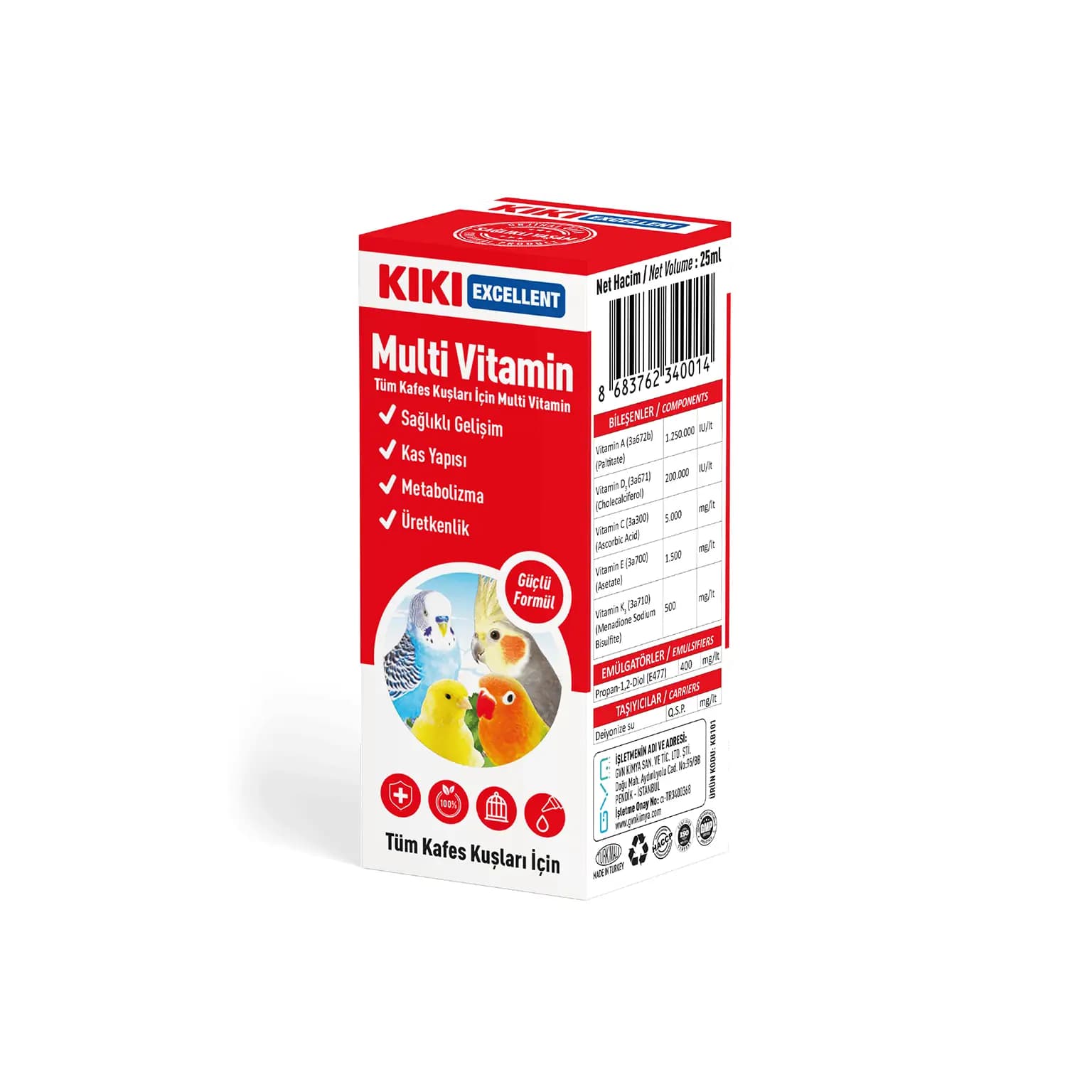 KIKI Excellent Multi Vitamin Tüm Kafes Kuşları İçin Sıvı Takviye - 25 ml