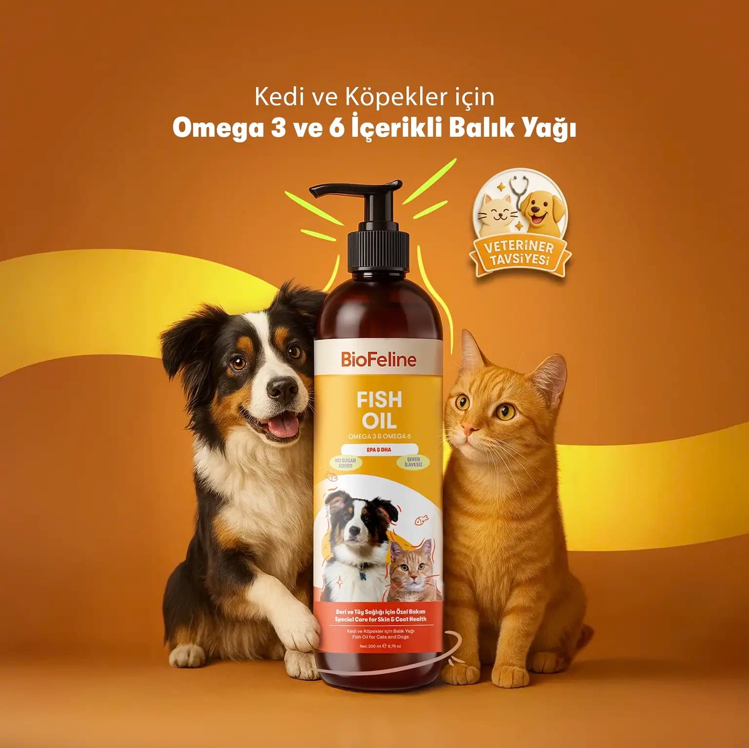 Biofeline Omega 3-6 & Biotin Balık Yağı - Kedi ve Köpekler İçin (200 ml)