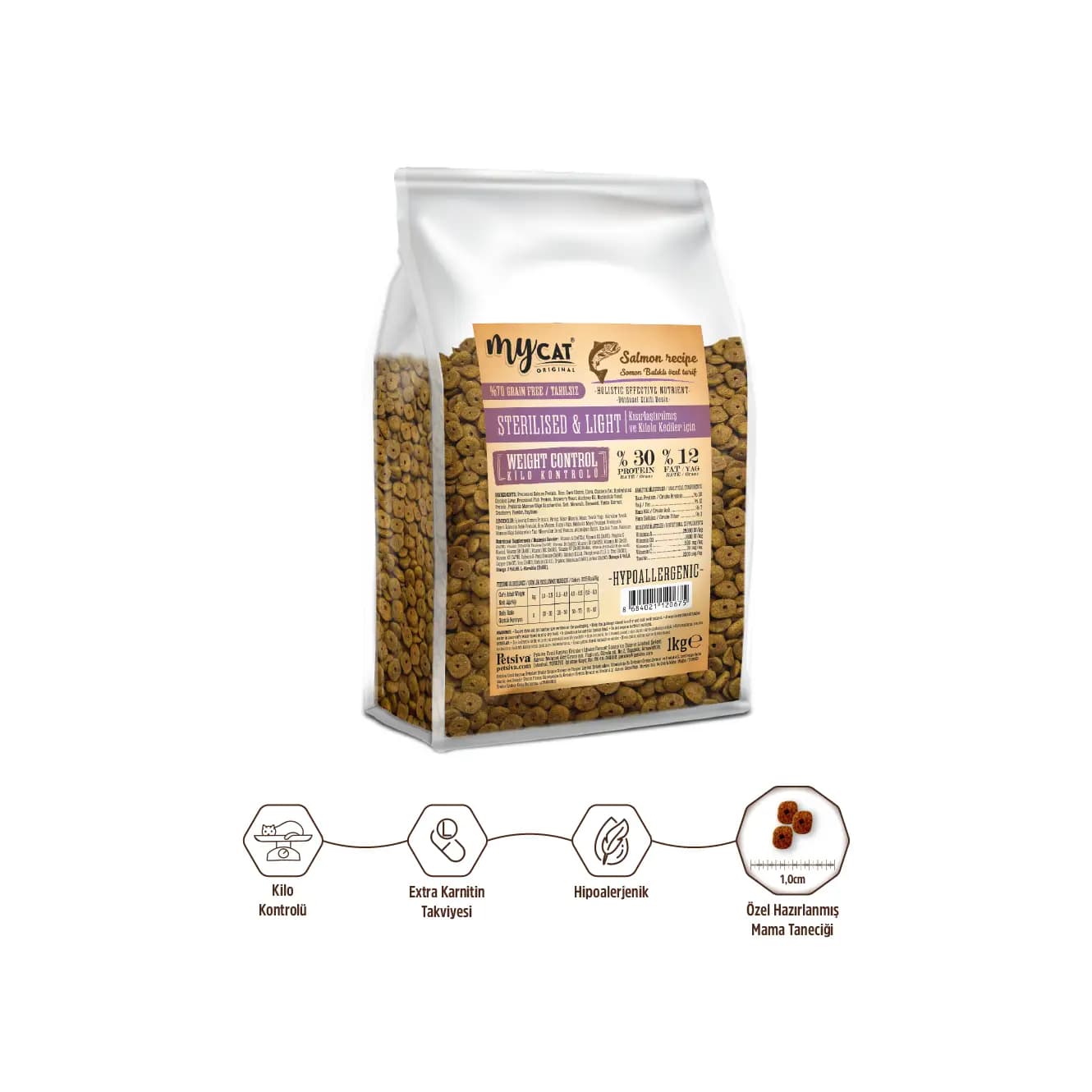 MyCat Original Sterilised & Light Somonlu Kısırlaştırılmış ve Kilolu Kedi Maması - 1 Kg