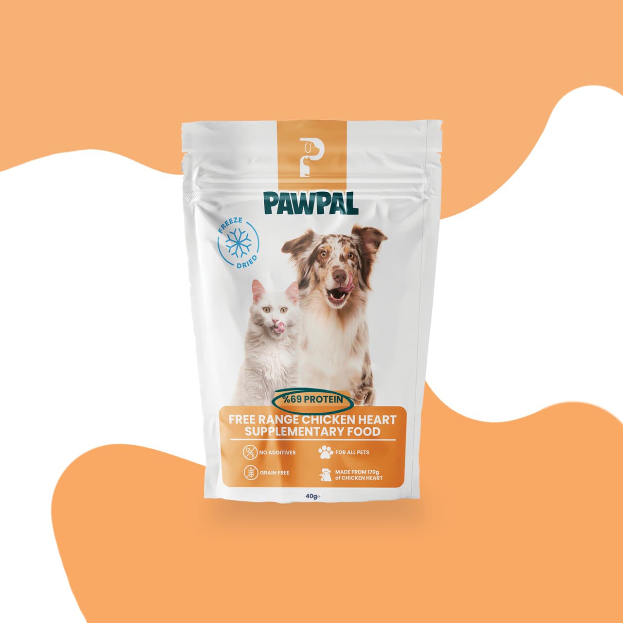 PAWPAL Freeze Dried %100 Doğal Tavuk Yüreği Premium Kedi ve Köpek Ödül Maması 40 Gr (Yüksek Protein)