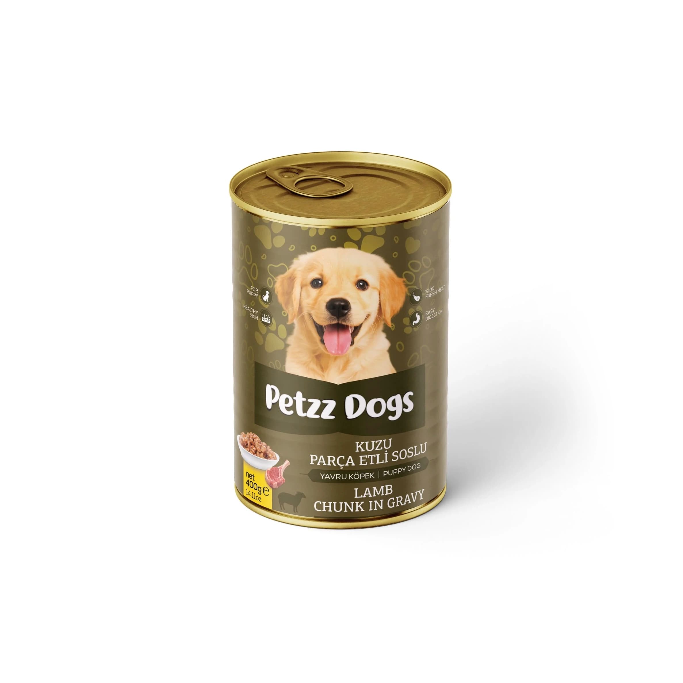 PetzzDogs Kuzu Etli Parça Etli ve Soslu Yavru Köpek Konservesi 400 gr
