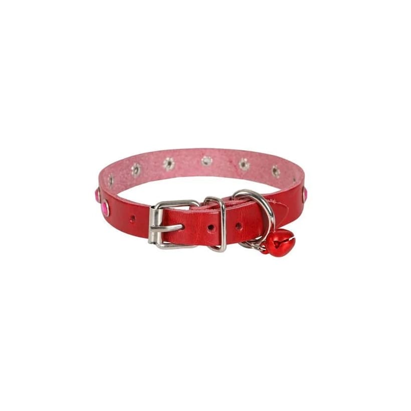 Cattie Gerçek Deri Taşlı Kırmızı Kedi Boyun Tasması Large (1.2x23-28 cm)