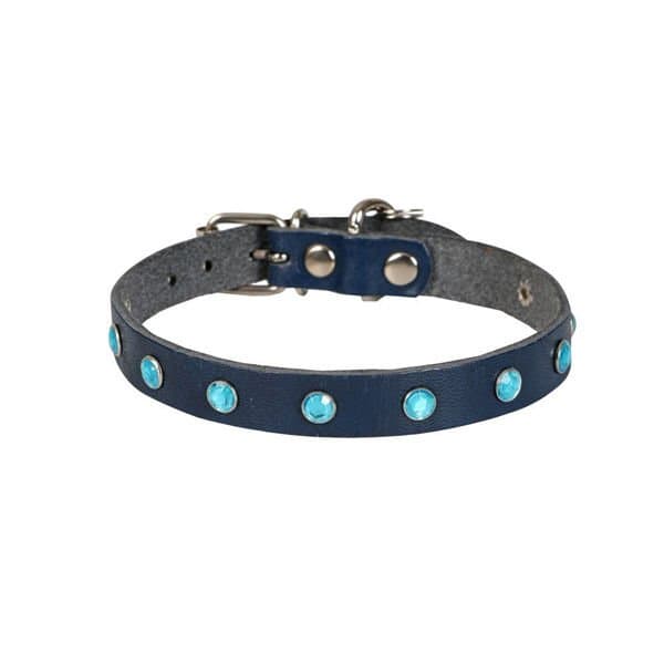 Cattie Royal Mavi Taşlı Gerçek Deri Kedi Boyun Tasması Large (1.2x23-28 cm)