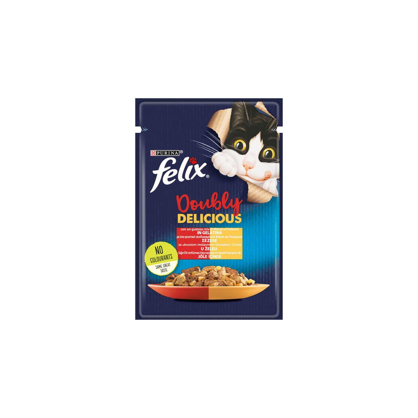 Felix Çifte Lezzet Sığır Etli ve Tavuklu Jöleli Yetişkin Kedi Yaş Maması 85 gr