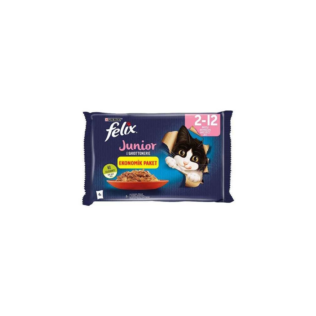 Felix Multipack Junior Sığır Etli ve Tavuklu Yavru Kedi Yaş Maması 4x85 gr