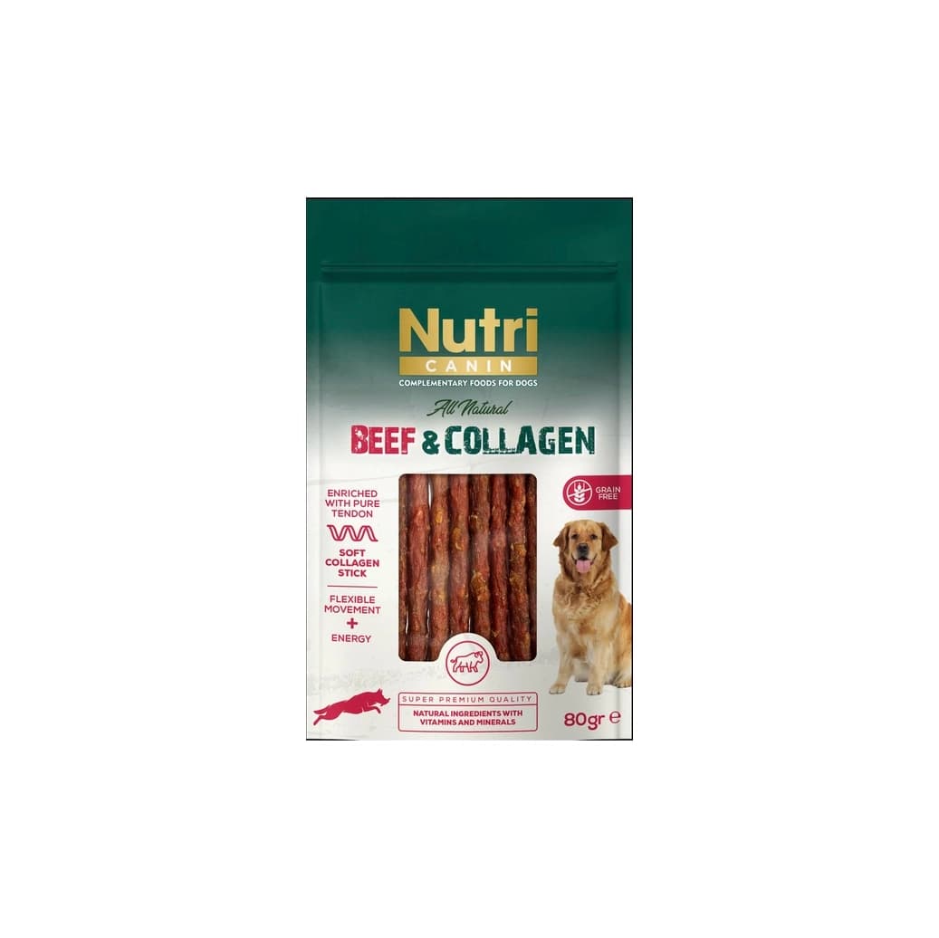 Nutri Canin Beef & Collagen Sığır Etli Tahılsız Köpek Ödül Çubuğu 80 Gr