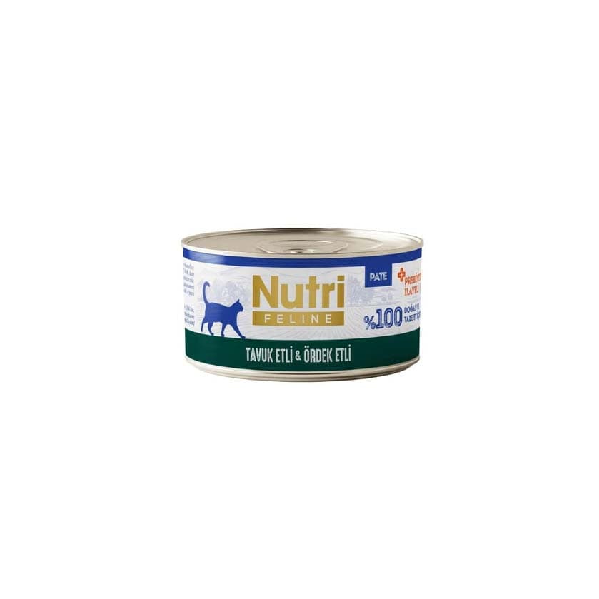 Nutri Feline Tavuk Etli ve Ördekli Tahılsız Yetişkin Kedi Konservesi (Pate) 70 gr