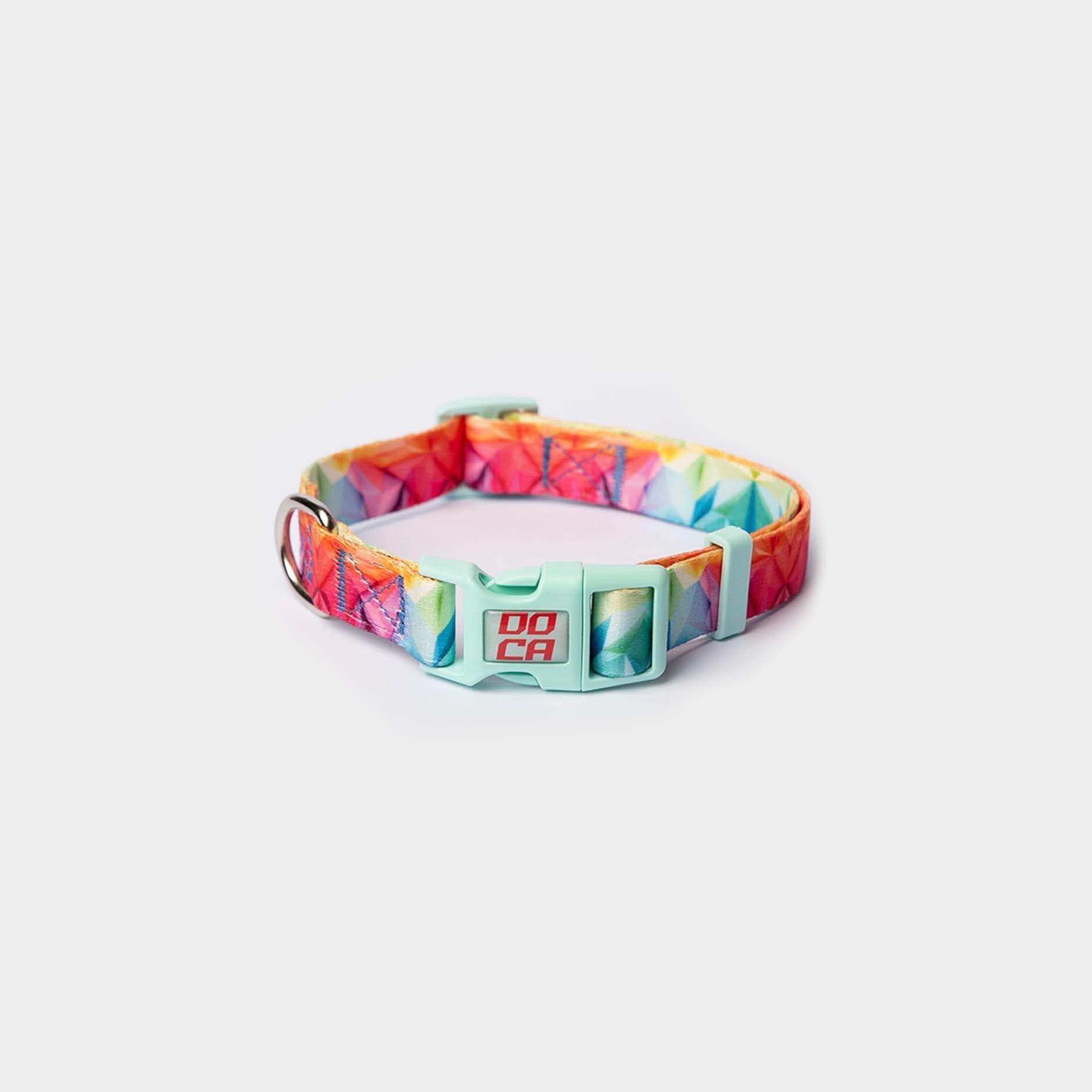 DOCA Premium Klipsli Rainbow Desenli Medium Köpek Boyun Tasması (32-50 cm)
