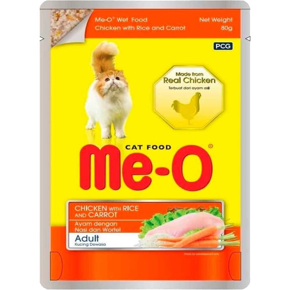 Me-O Tavuklu, Pirinçli ve Havuçlu Yetişkin Kedi Pouch Yaş Mama 80 gr