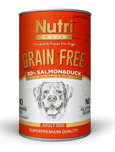 Nutri Canin Somonlu ve Ördekli Tahılsız Yetişkin Köpek Konservesi 400 gr