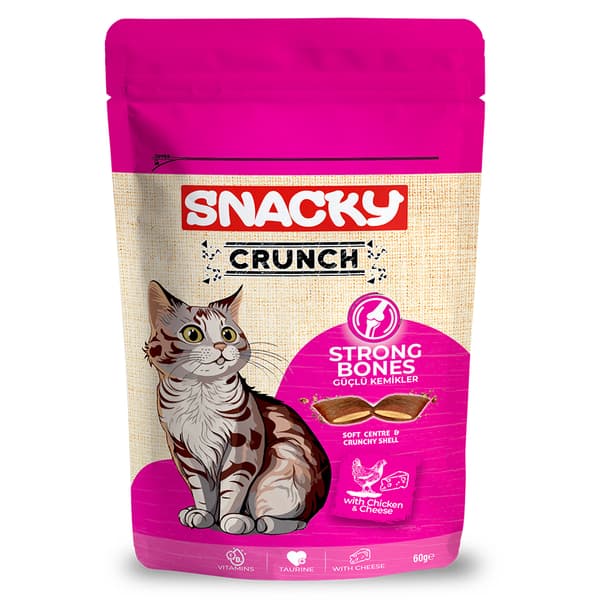 Snacky Crunch Strong Tavuklu ve Peynirli Kedi Ödül Maması 60 Gr