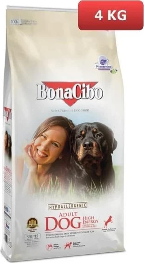 BonaCibo Adult Dog HE Yüksek Enerjili Tavuklu Yetişkin Köpek Maması 4 Kg
