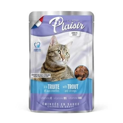 Plaisir Pouch Alabalık ve Karidesli Kısır Kedi Maması 100 gr